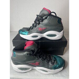 Reebok Question Mid Leather Size 7 Iverson Gray/Teal/Pink Basketball M41519 NICE